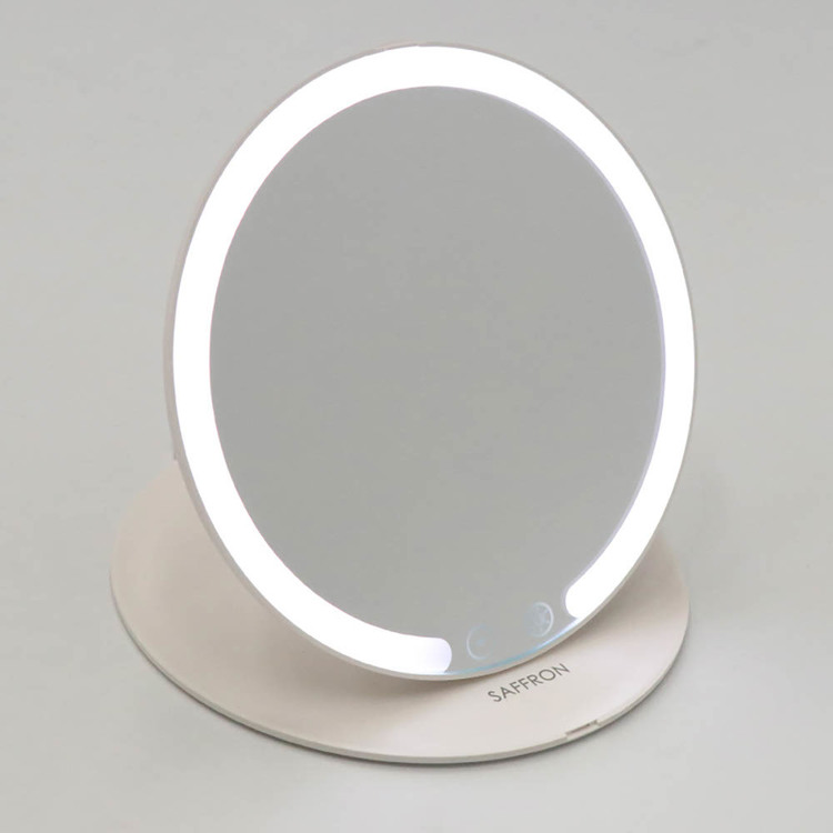 折りたたみLEDミラーミラーLEDフェイス顔ライト照明美容角型折りたたみ【SAFFRON】折りたたみLEDミラー(角型) 