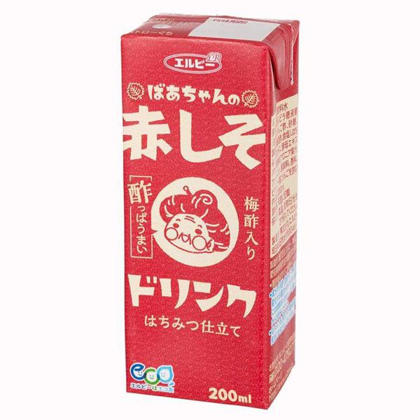 赤しそジュース赤しそお酢ビネガーシソジュースビネガードリンクくろ酢アミノ酸クエン酸紙パック飲料紙パック飲料果実野菜飲料ばあちゃんの赤しそドリンク200ml×48本エルビー 