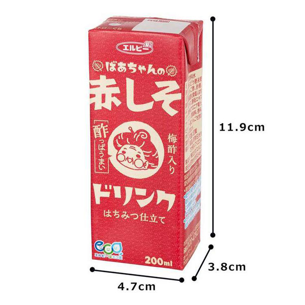 赤しそジュース赤しそお酢ビネガーシソジュースビネガードリンクくろ酢アミノ酸クエン酸紙パック飲料紙パック飲料果実野菜飲料ばあちゃんの赤しそドリンク200ml×48本エルビー 