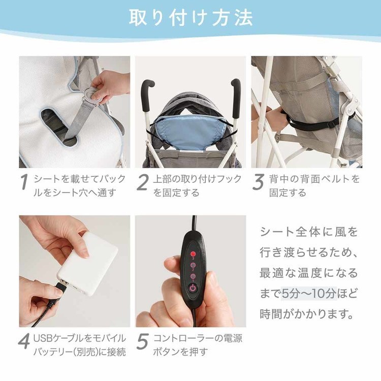 ファンシート送風扇風機ベビーカーシート冷風ベビーカーUSB電源暑さチャイルドシート暑さ対策ファンシート　Breezyちゃいなび 