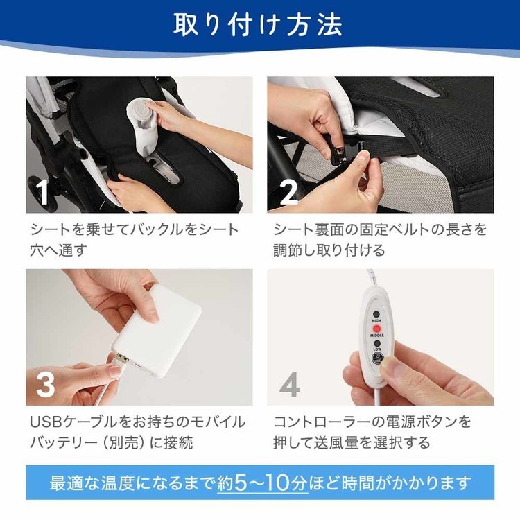 ツインファンシート送風扇風機ベビーカーシート冷風ベビーカーUSB電源暑さチャイルドシート暑さ対策ツインファンシートBreezyGeminiちゃいなび 