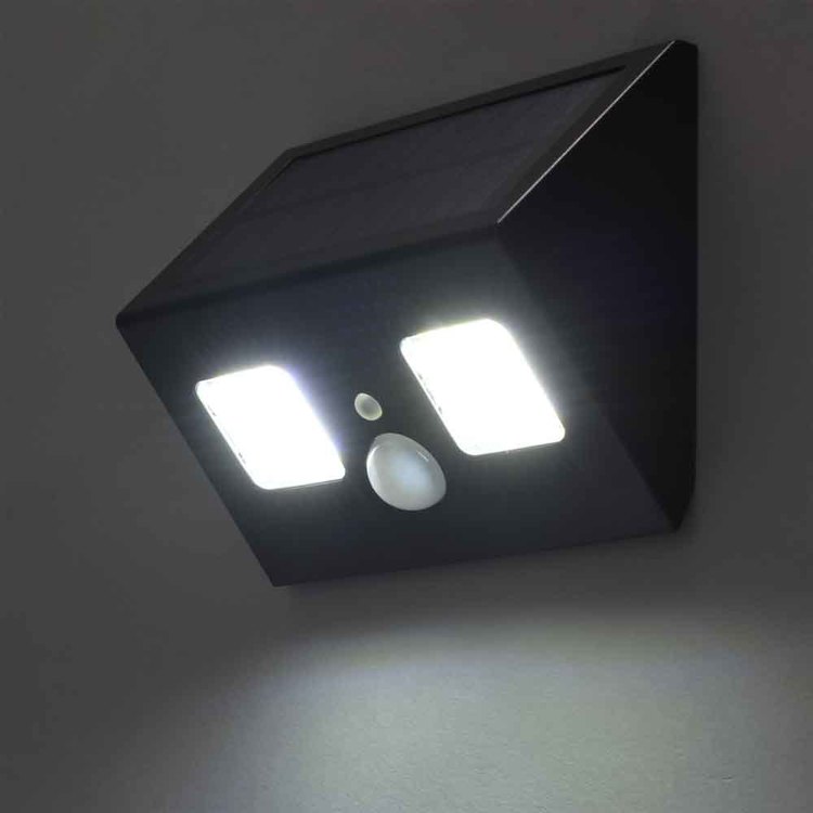 センサーライトウォールライト防水人感明暗防犯常夜灯屋外400ルーメン簡単取り付けソーラー+電池式LEDウォールライト400lmオーム電機 