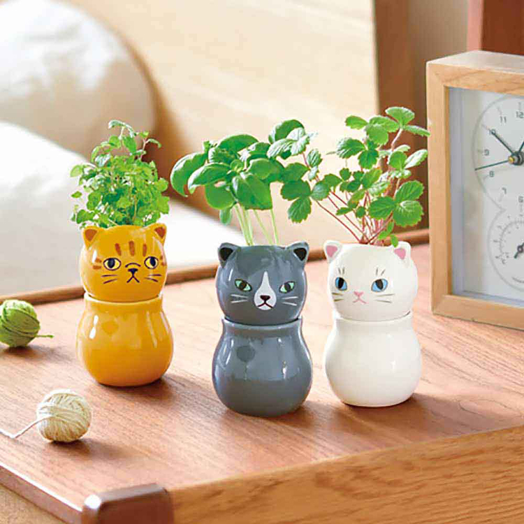 DANBURY MINT ダンバリーミント 子猫フィギュア　3個セット　日本製 栽培キット 3種セット ミント バジル ワイルドストロベリー コロコロ