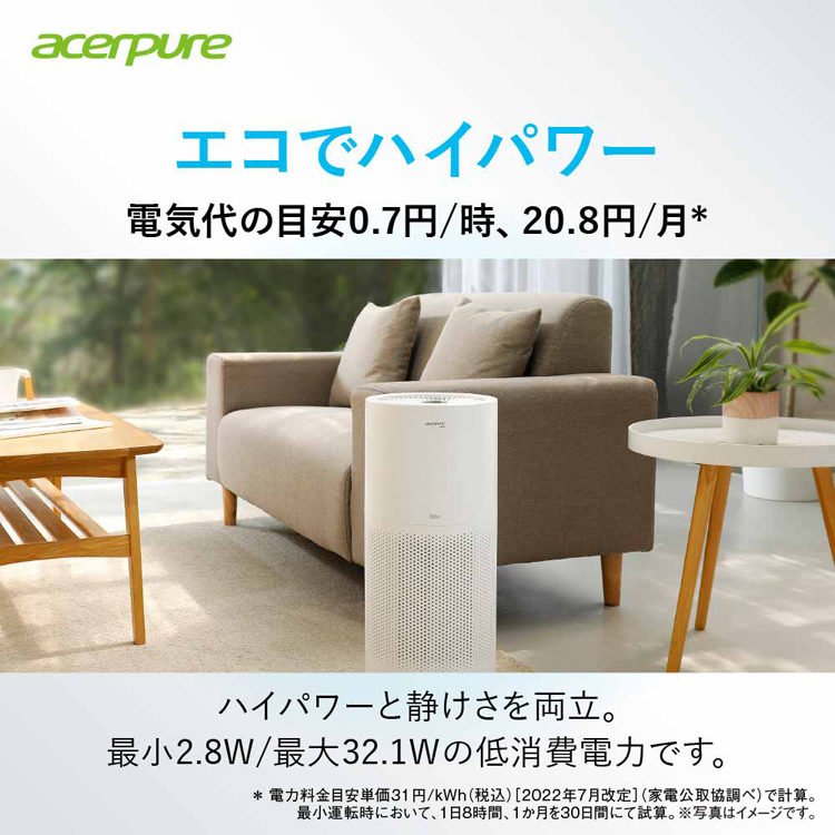 Acerpure Pro Vero 空気清浄機 30畳コンパクト マットホワイト＆アカ