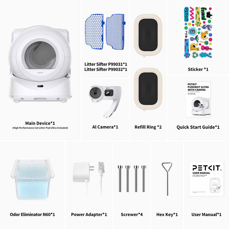 ペット用品自動トイレカメラ付き猫ペットキットトイレ多頭飼い清潔AIカメラ付き自動トイレPurobotUltraPETKIT 