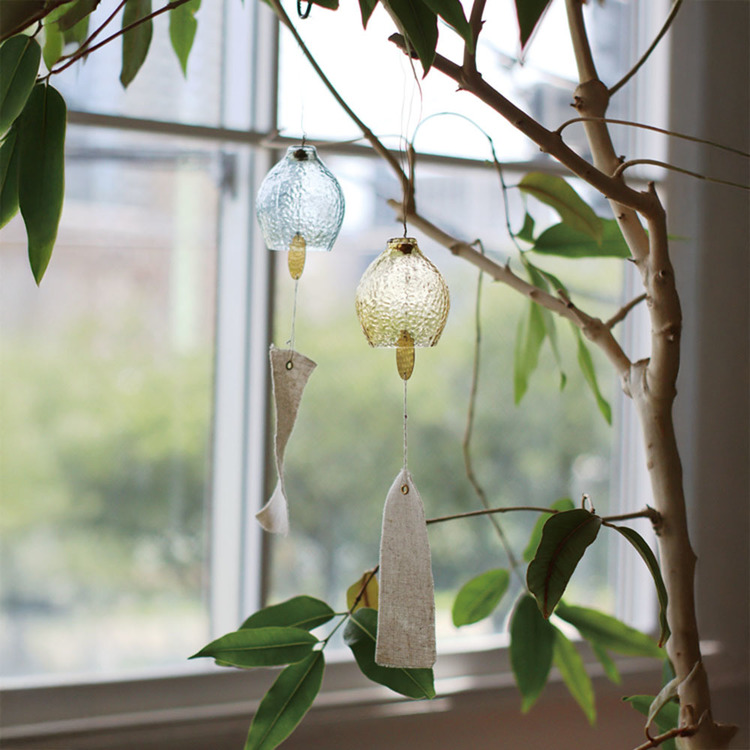 風鈴インブルームチャイムシンプルインテリアガラス夏真鍮おしゃれクレエインブルームウィンドチャイムレモンCreer 