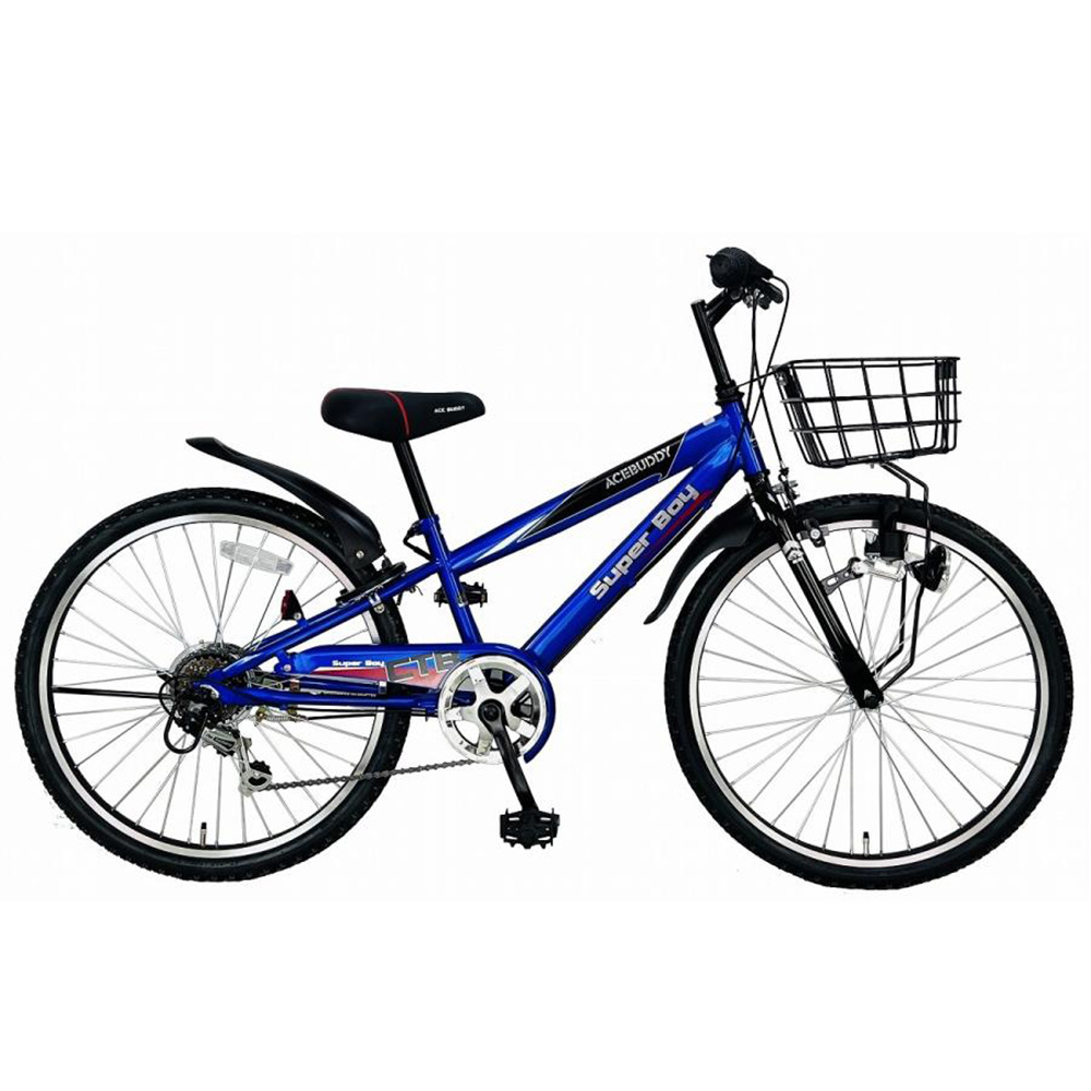 子供用自転車 カゴ付き シマノ製 6変速 24インチ 軽量 (完成品お届け