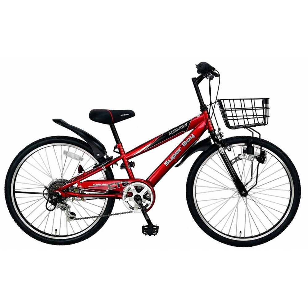 子供用自転車 カゴ付き シマノ製 6変速 24インチ 軽量 (完成品お届け