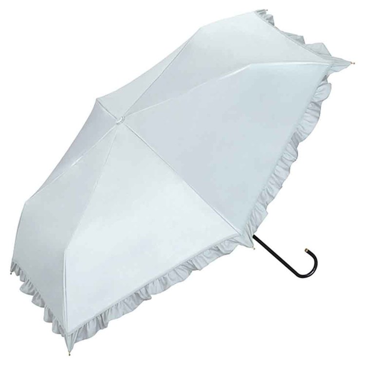 ★新品★サンドレス　晴雨兼用　フリル　日傘　楽折　ジャンプ式　遮光　遮熱　白 Wpc. 日傘 遮熱 晴雨兼用 UVカット率100％ 遮光率100% 収納袋付 ギフト