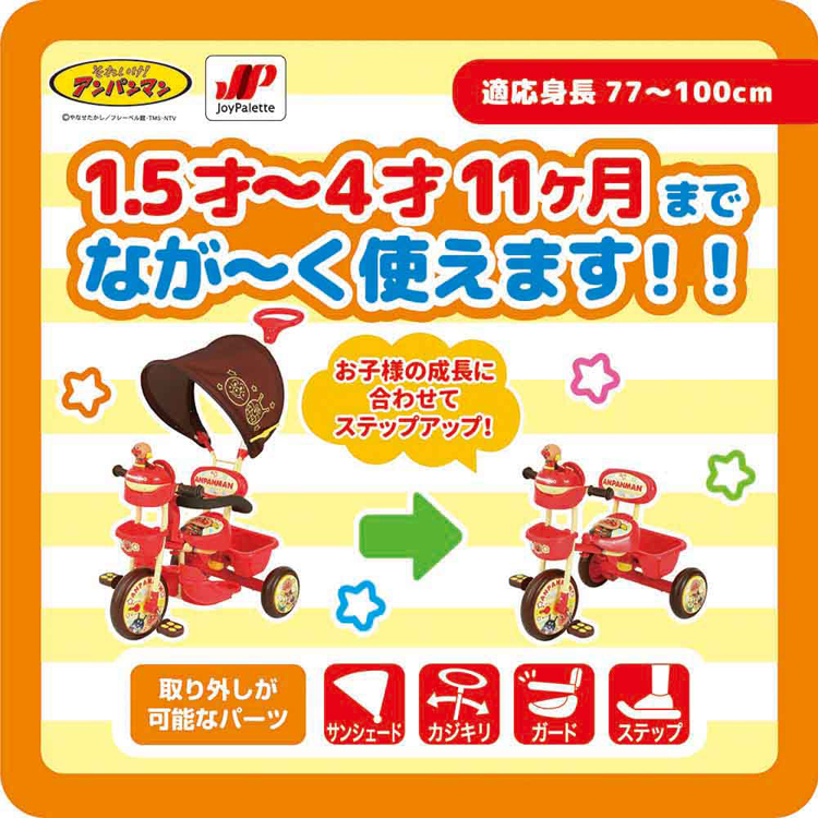 ジョイパレット（JoyPalette） アンパンマン 三輪車 幌付き三輪車