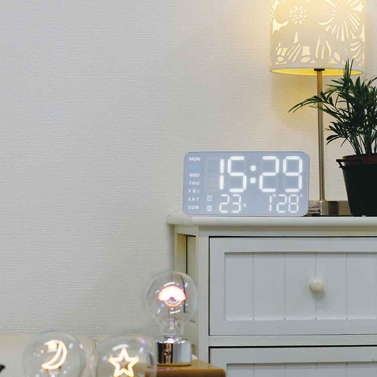 デジタル時計置き時計掛け時計目覚まし時計室温計LEDアラームインテリアカレンダーおしゃれLEDCLOCKCieloSLOWER 