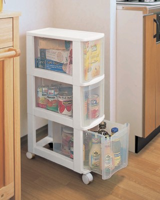 IRIS OHYAMA（アイリスオーヤマ） スリムチェスト 3段 ホワイト クリア