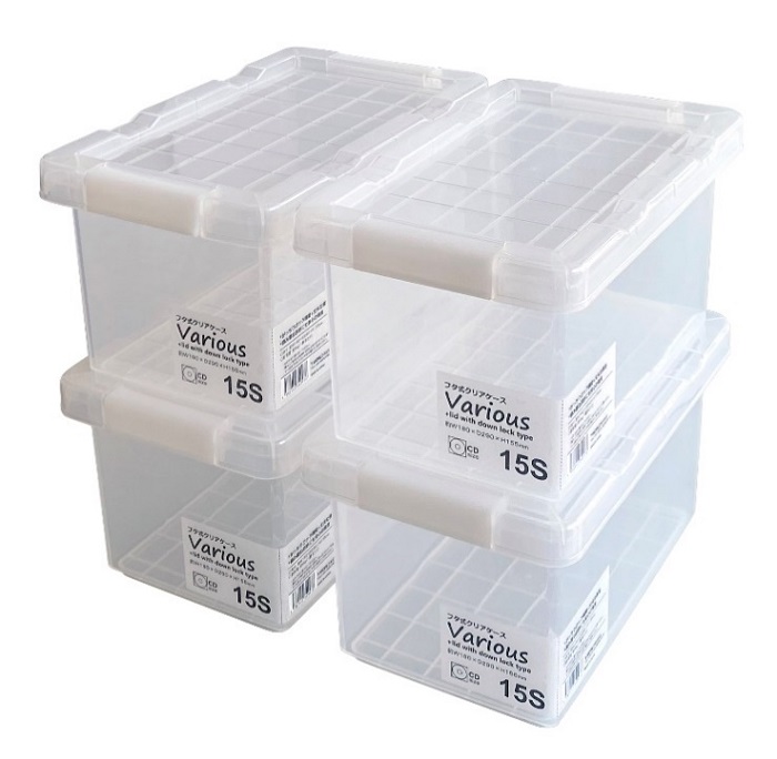 収納ケース 収納ボックス 4.9L 4個組 クリアケース スタッキング 収納BOX プラスチック 収納 蓋付き ケース ボックス
