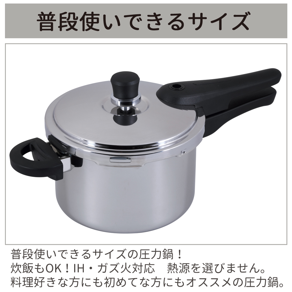 パール金属 鍋 圧力鍋 ステンレス製圧力鍋 3.0L HC-646 IH ガス 対応