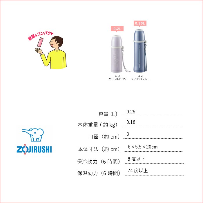 象印（ZOJIRUSHI） 水筒 250ml 人気 おしゃれ コップタイプ ステンレス