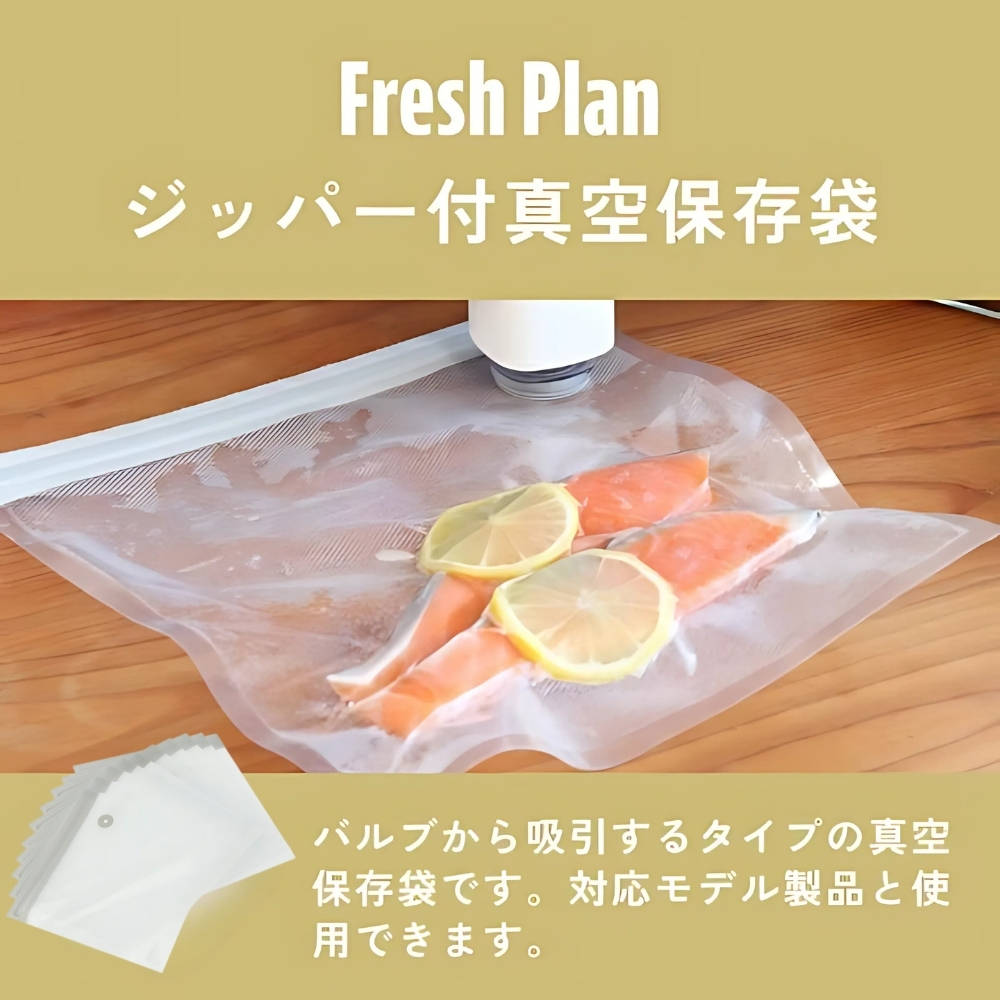 ドリテック Fresh Plan ジッパー付真空保存袋 M 10枚セット