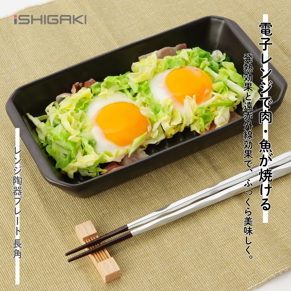 イシガキ産業 DLレンジ陶器プレート 長角 19x11cm 電子レンジ調理器