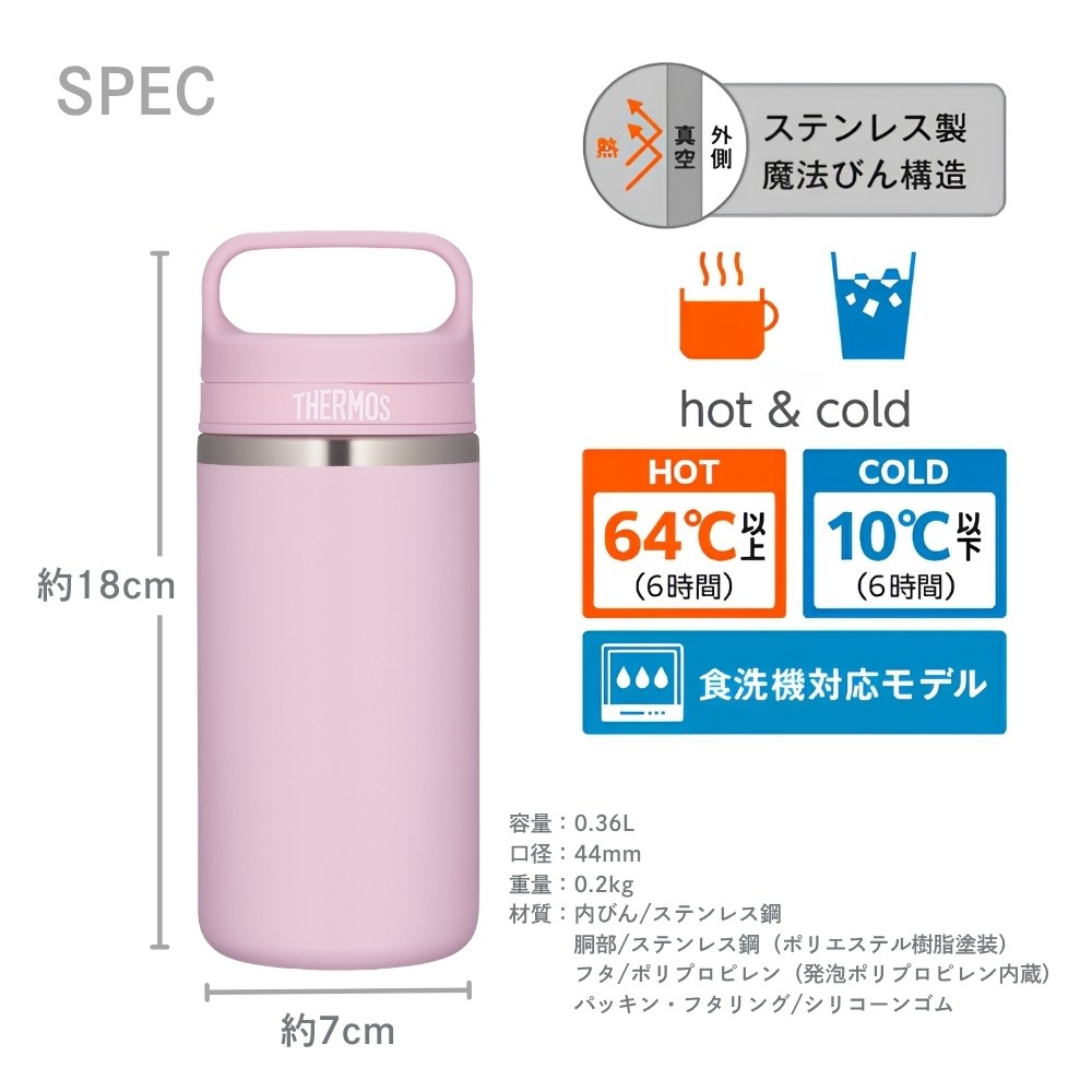 THERMOS（サーモス） 水筒 真空断熱ケータイマグ 360ml JOX-360 食洗機