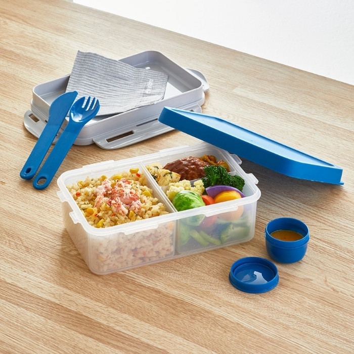 ベストコ 弁当箱 おしゃれ スフォーク ナイフ付 ソース容器付 TO-GO