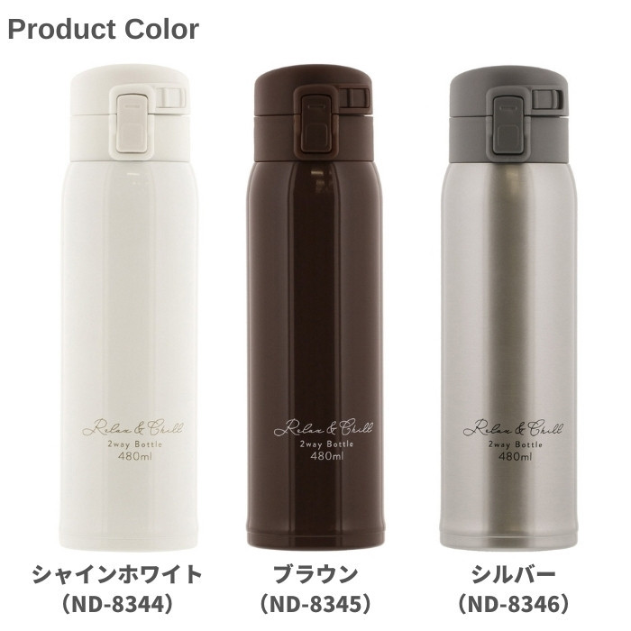 ベストコ 水筒 2way スクリュー ワンタッチ タイプ 直飲み 480ml