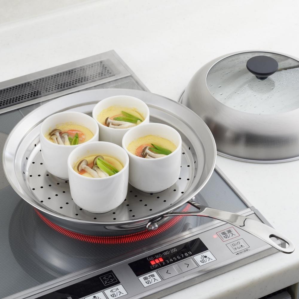 ヨシカワ 見える！ フライパン用蒸し器 24cm 26cm YJ3212 日本製