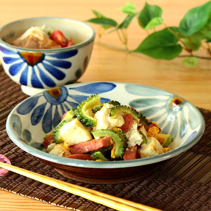 プレート 皿 和食器 大皿 沖縄 壷屋焼 育陶園の手描きの器 大鉢 美ら島