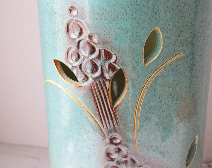 信楽焼 傘立て グリーン 日本製 陶器 23.3×高42cm 麦 緑 インテリア