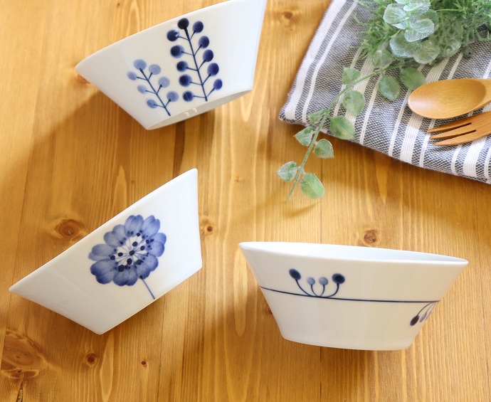 波佐見焼 Flowers 多用鉢 径12.7cm 3柄セット 3個組 ボウル 取り鉢