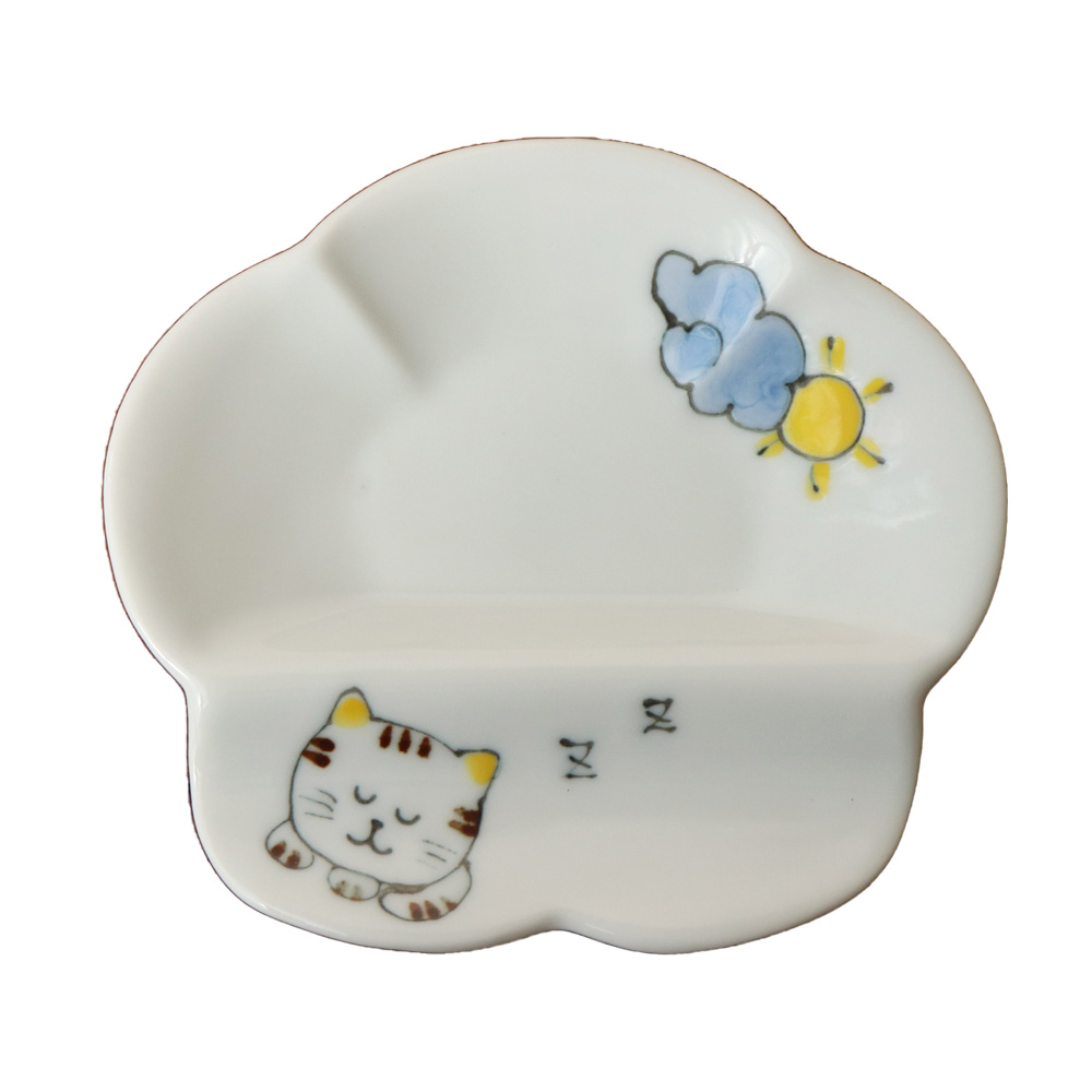 波佐見焼 ねこ 箸置き 小皿 豆皿 箸置 日本製 磁器 おしゃれ 10cm 猫