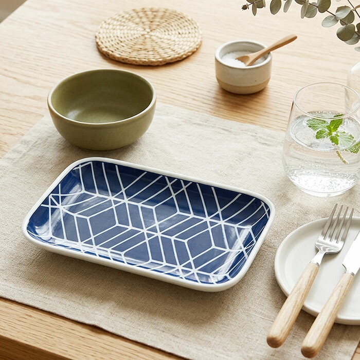 波佐見焼 EVOTORA 長角皿 2柄セット 18cm 日本製 磁器 食器 皿 角皿 主