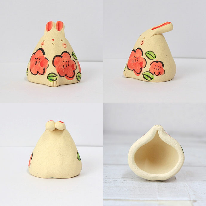 江戸屋窯 手づくり うさぎ 置物 5×4.5cm 日本製 美濃焼 陶器 手作り