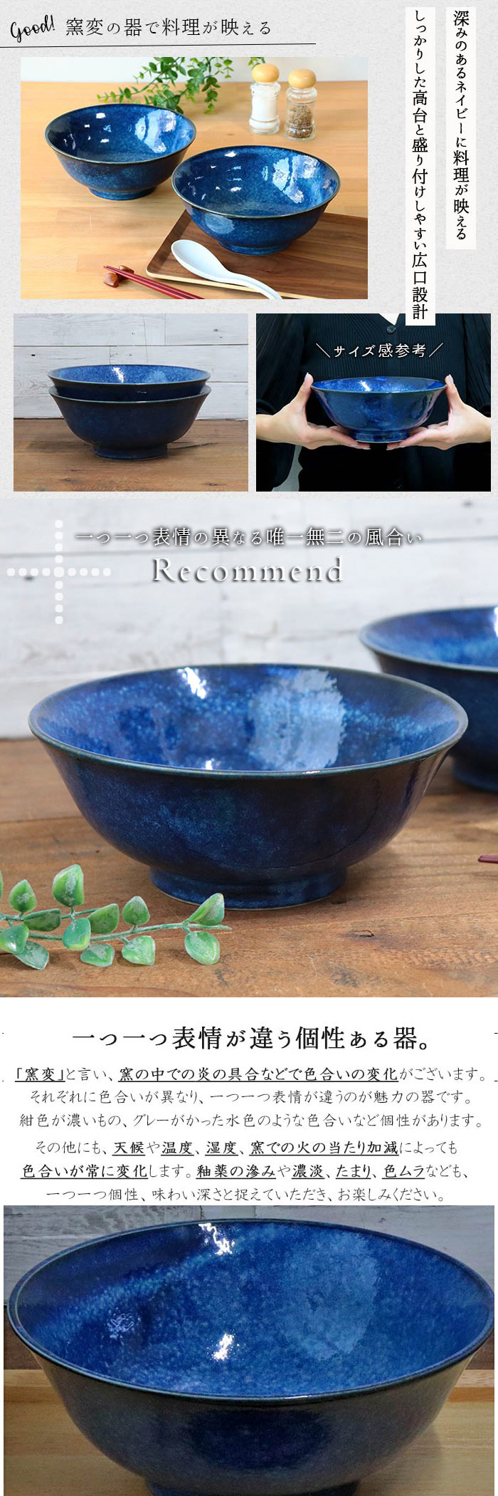 美濃焼 窯変 ネイビー どんぶり 2個セット 径19cm 日本製 磁器 食器 丼