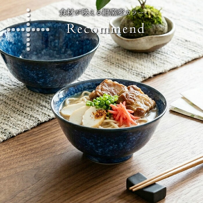 美濃焼 窯変 ネイビー 多用丼 2個セット 径15cm 日本製 磁器 食器 丼