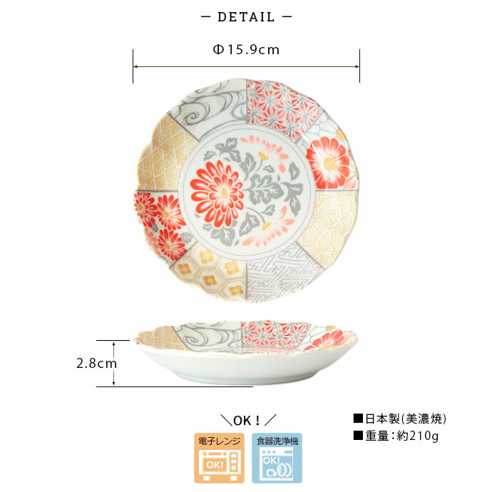 美濃祥瑞 皿 径16cm 日本製 美濃焼 磁器 和丸皿 取皿 中皿 盛皿 和皿