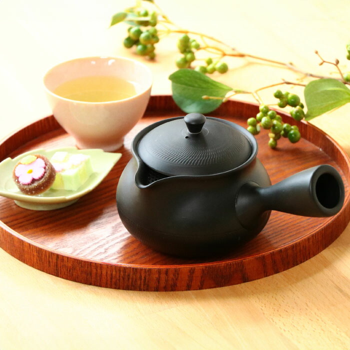 常滑焼 富仙窯 袋型 茶こし 急須 黒窯変 茶かご付き 550ml 日本製 陶器