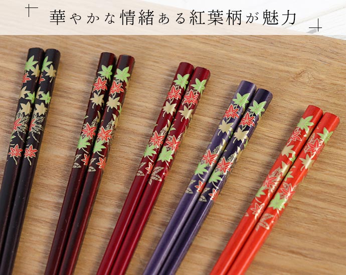 箸 おしゃれ 日本製 5膳組 抗菌 食洗機対応 もみじ塗箸 5色set