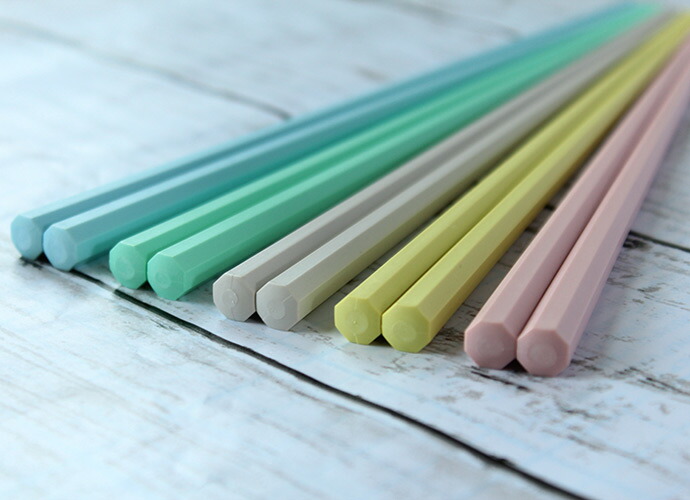 パステルカラー持ちやすい八角箸 全長23cm 箸 お箸 樹脂 ピンク 黄