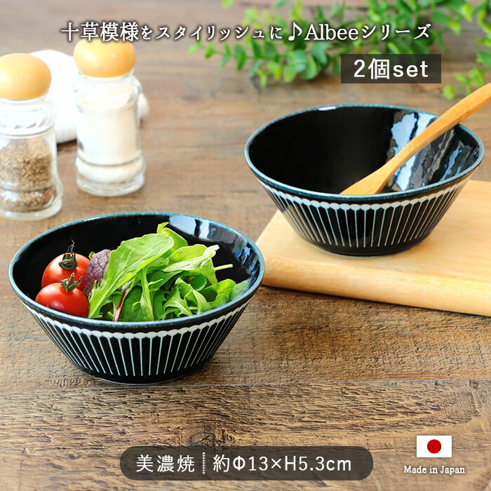 みのる陶器 Albee アルビー 紺窯変 軽量 サラダボウル M 径13cm 2個