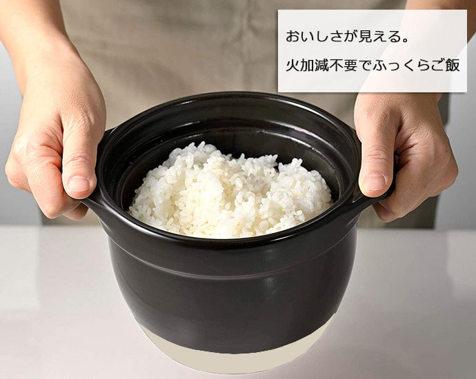 HARIO（ハリオ） 耐熱 土鍋 ご飯鍋 ガラス蓋 2合 径15cm 日本製 万古焼