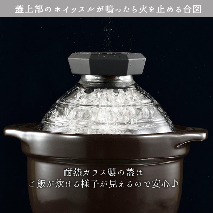 HARIO（ハリオ） 耐熱 土鍋 ご飯鍋 ガラス蓋 3合 径20cm 日本製 万古焼