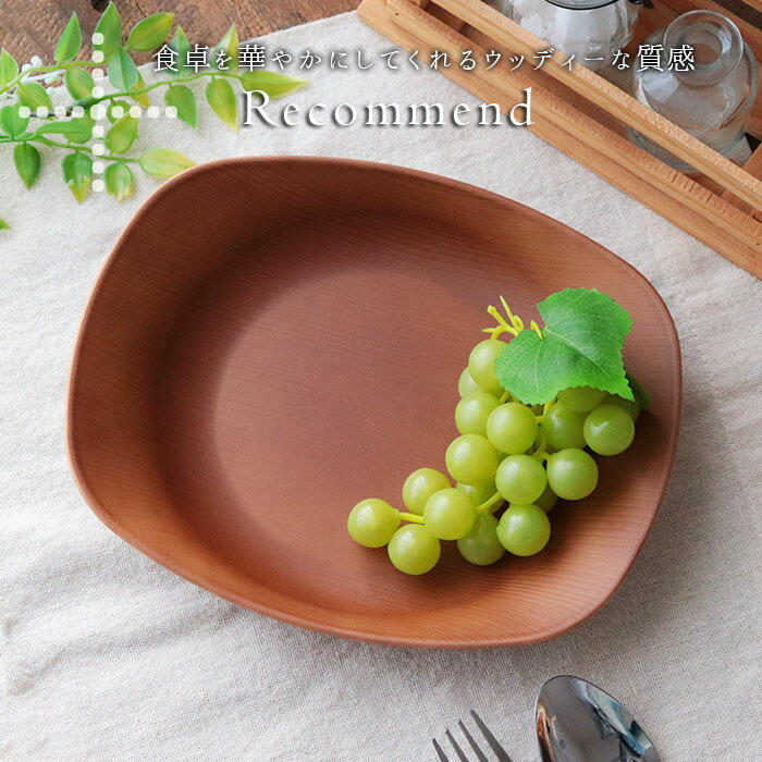 木目調 パスタ皿 電子レンジ対応 2枚セット 日本製 樹脂 食器 皿 深皿