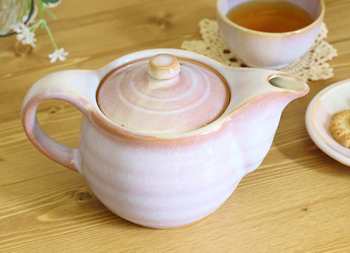 ティーポット おしゃれ 陶器 萩焼 ポット急須 パープル 480ml 茶こし