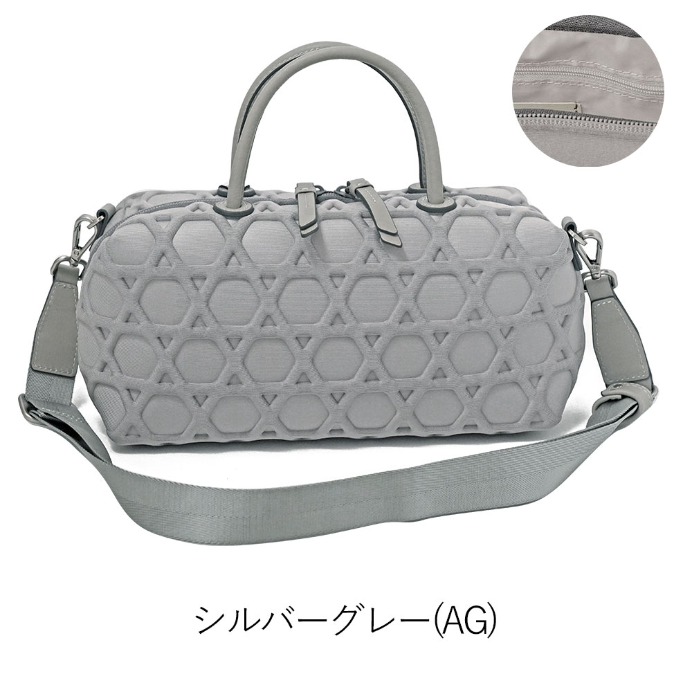 ラクーオ ミニボストン LAQUOH 籠目 ラージパターン エンボス