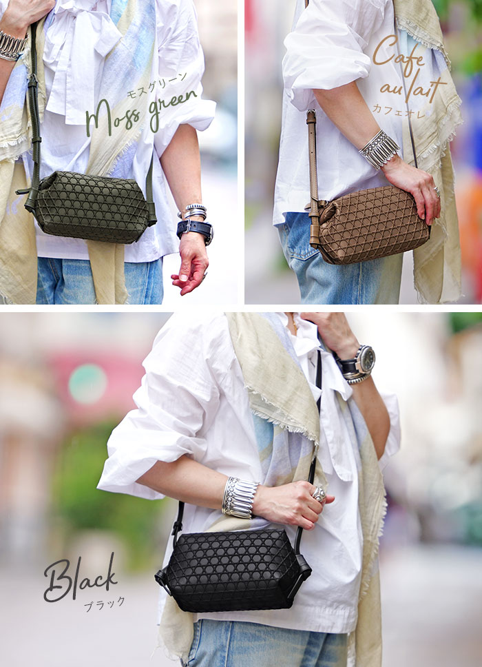 LAQUOH 篭目柄エンボスボンディング2WAYショルダー LAQUOH【撥水加工】篭目柄エンボスボンディング2WAYショルダー