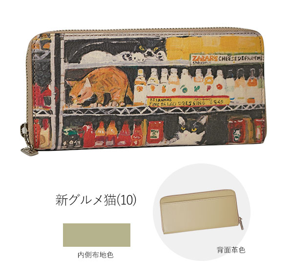 【新品】マンハッタナーズ ラウンドジップ 長財布 「額縁猫絵コレクション」 Manhattaner's マンハッタナーズ トップパース ラウンド