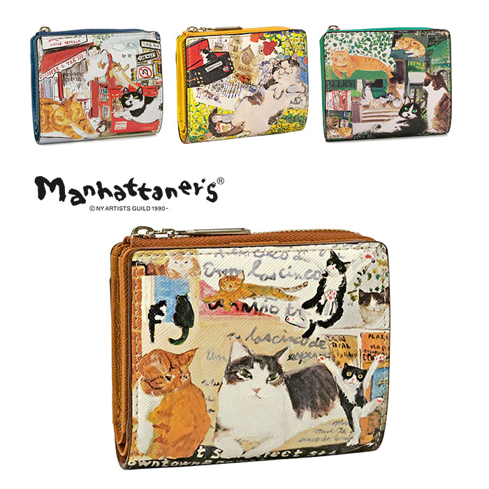 Manhattaner's（マンハッタナーズ） 二つ折り財布 ライブリーパース 猫