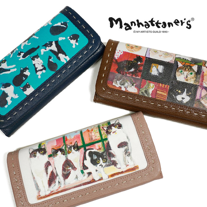 Manhattaner's マンハッタナーズ 財布 L字ファスナー長財布 猫