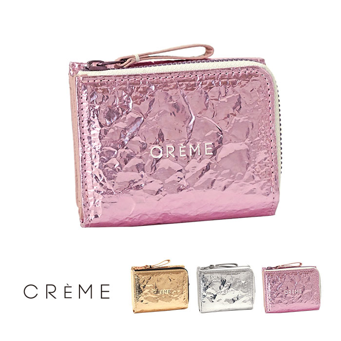 極美品 M69787 ケース財布 三つ折り財布 ムク クレム M78 防水 メッキ加工 レディース muku CREME