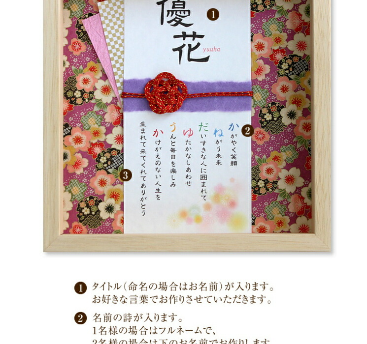 急ぎ可】【退職 プレゼント・卒業記念】名前詩 命名額 命名 命名書