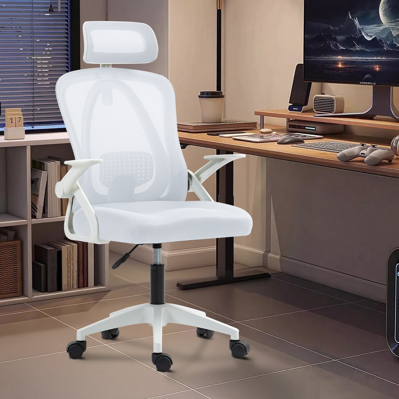 デスクチェア 椅子 メッシュ 通気性 テレワーク おしゃれ 跳ね上げ式